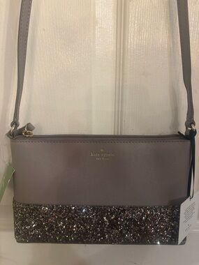 kate spade Taupe Crossbody with Glitter Trim